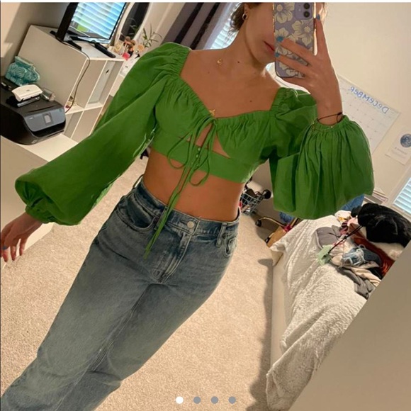 Shein green cropped blouse - Picture 2 of 5